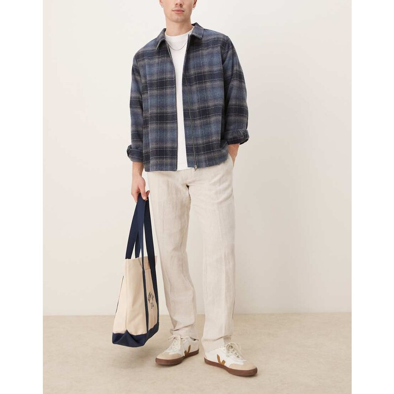Selected Leroy straight fit linen trouser in cream-White