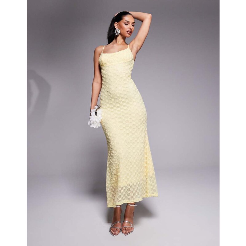 Bardot mesh midi dress in lemon-Yellow