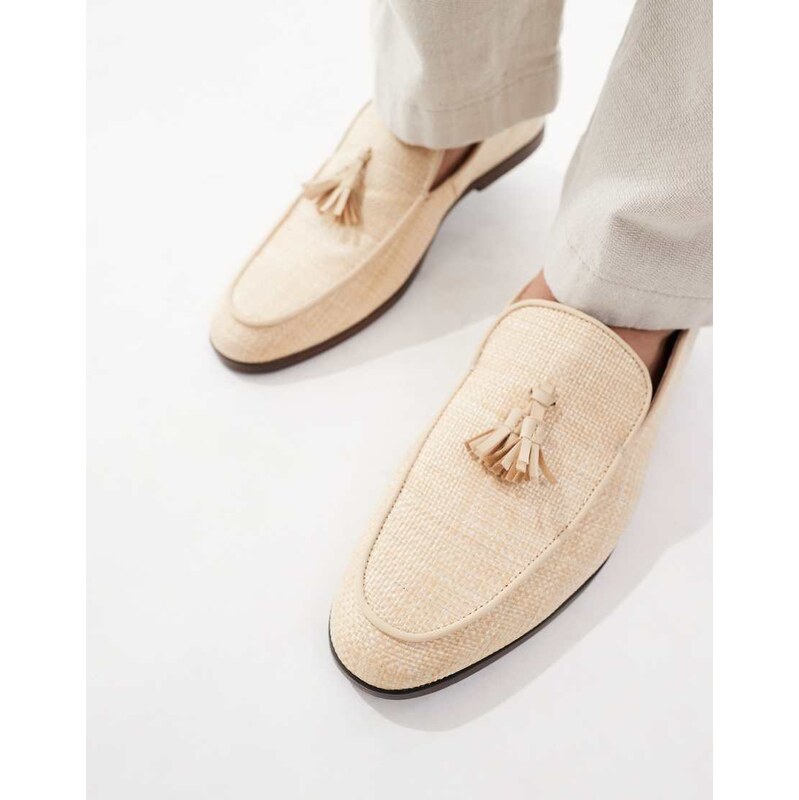 SEQWL Charlie loafers with tassel in raffia natural-Neutral