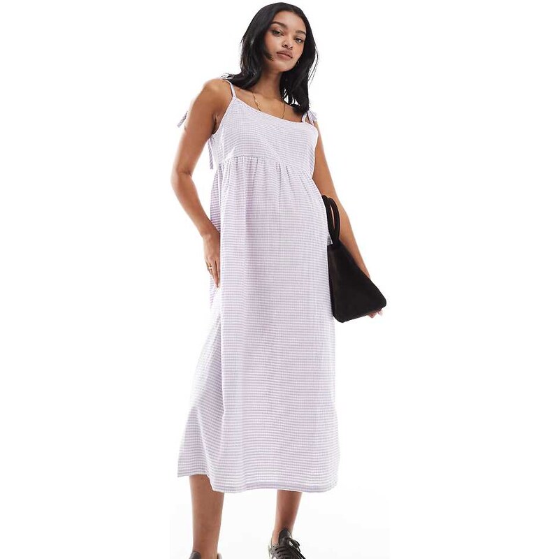 Mama.licious Mamalicious Maternity cotton midi dress in lilac