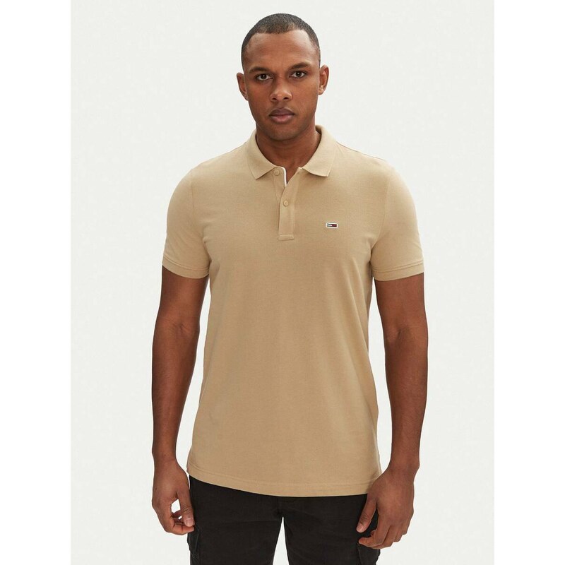 Tommy Jeans pánské béžové polo tričko