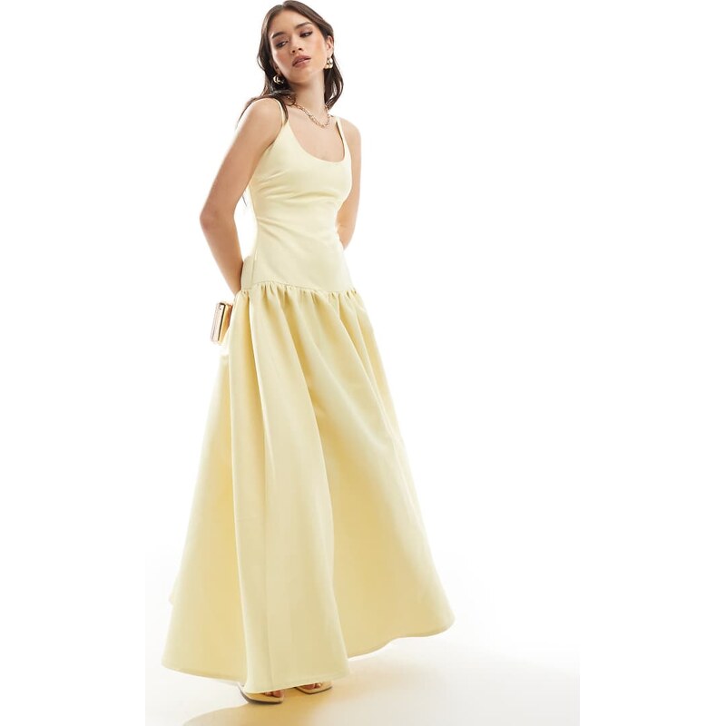 4th & Reckless structured satin scoop neck dropped waist maxi