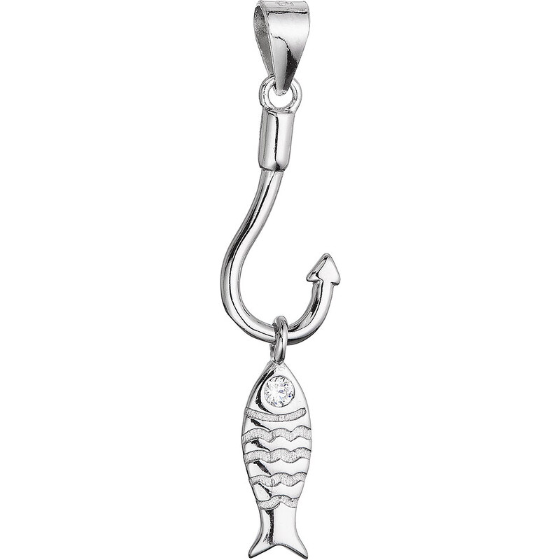 Stříbrný přívěsek ryba na háčku 14054.1 crystal