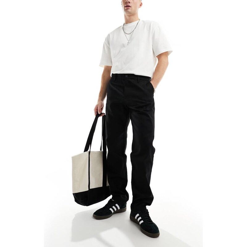 ONLY & SONS loose fit worker chino in black