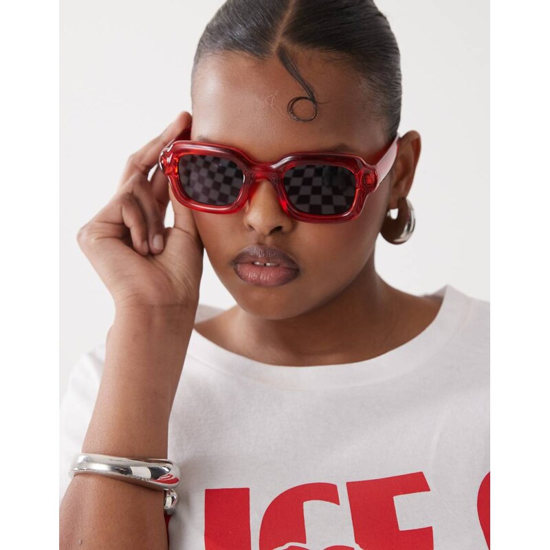 Reclaimed Vintage bubble square sunglasses in cherry red 105028884
