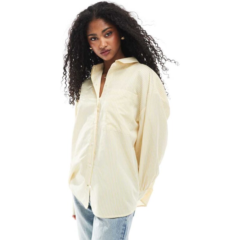ASOS DESIGN oversized shirt in yellow stripe co ord-Multi