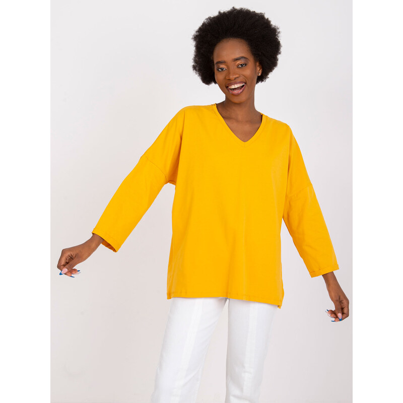 RUE PARIS Světle oranžová oversize halenka Sylvie s krajkovými zády - 80684336