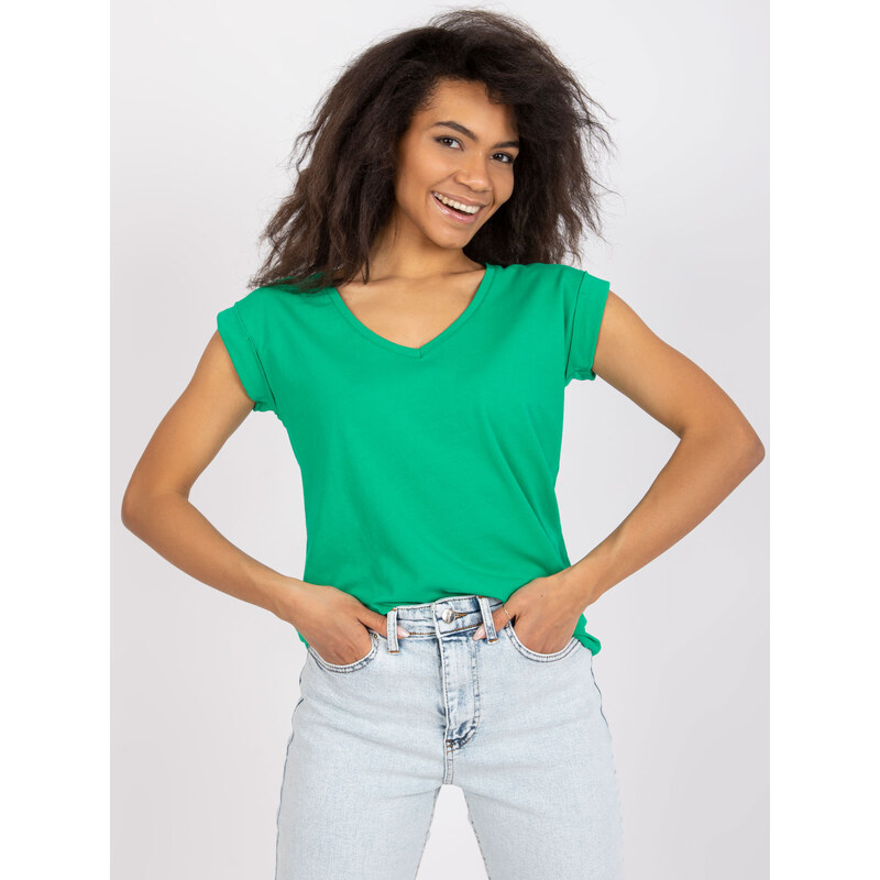 RUE PARIS Zelené basic tričko Atlanta -green Zelená 69300033