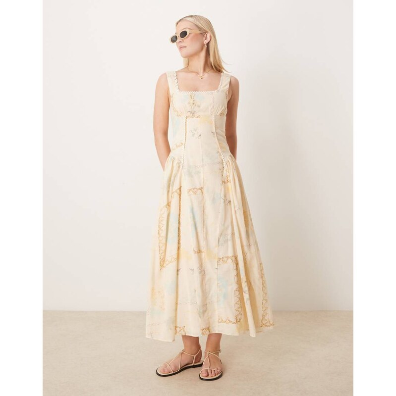 ASOS DESIGN prairie square neck maxi sundress with dropped waist