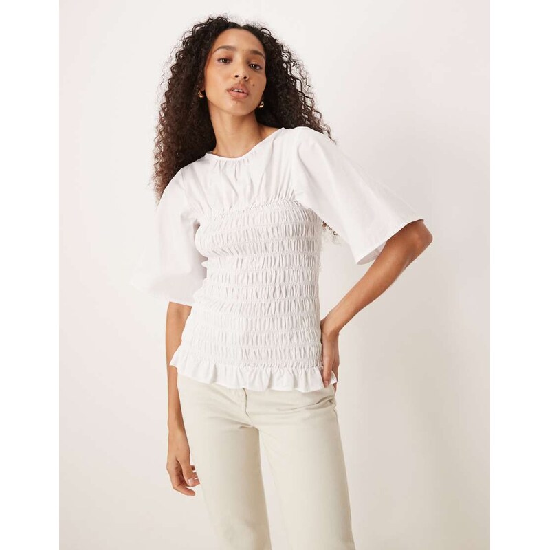 ASOS DESIGN shirred body top in white 105041066