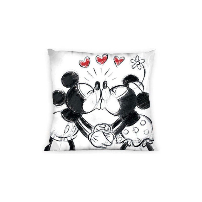 Faro Povlak na polštářek Mickey a Minnie černobílá bavlna 40x40 cm