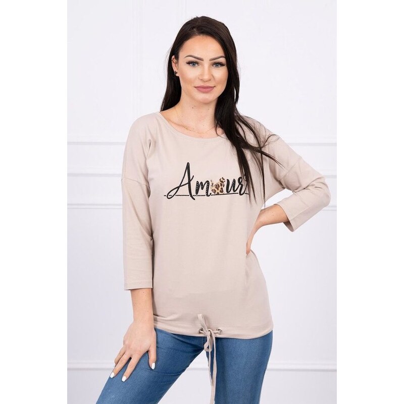Kesi Tričko s nápisem AMOUR, béžová, S/M - L/XL 105059250