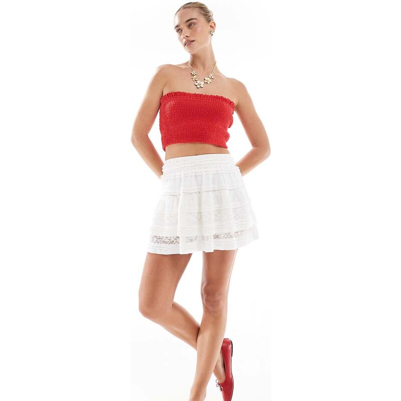 The Frolic exclusive embroidered ruffle tiered lace rara mini skirt in 105070060