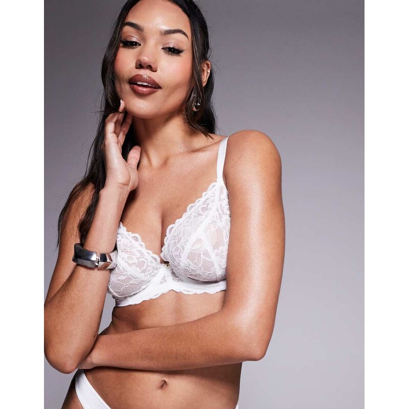 Ann Summers Fuller Bust Sexy Lace non padded plunge bra in white 114586638