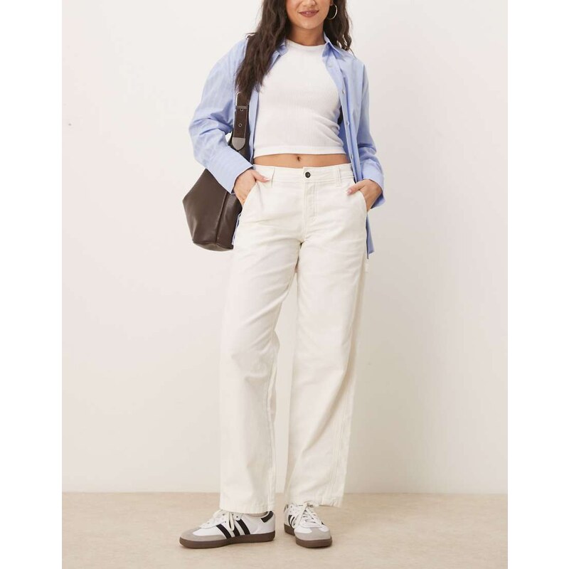 Dickies duck canvas trousers in washed off white