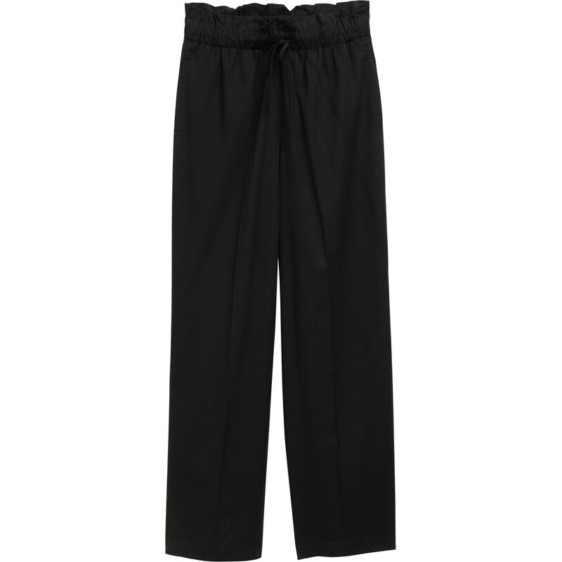 TOM TAILOR DENIM Kalhoty se sklady v pase černá