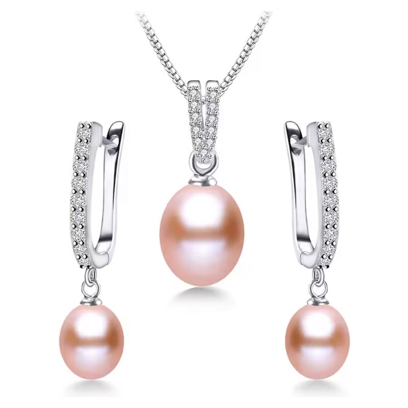 GRACE Silver Jewellery Stříbrná souprava šperků s růžovou perlou a 105074995