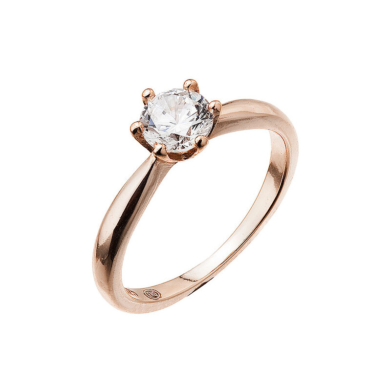 Pozlacený stříbrný prsten s jemným zirkonem 15014.1 rose gold