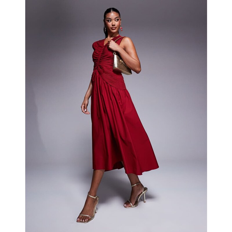 ASOS DESIGN midi dress with ruched bodice and centre channel