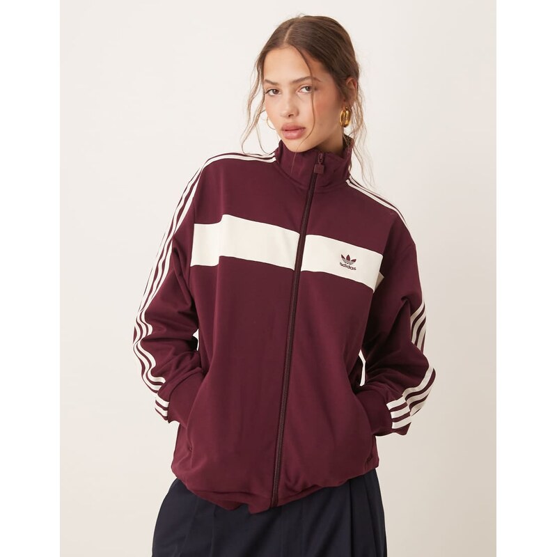 adidas Originals retro track jacket in burgundy-Brown