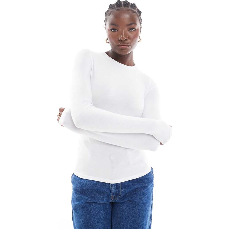 Cotton On long sleeve crew top in white