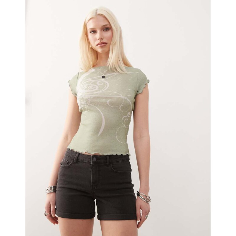 Noisy May Debby denim shorts in black