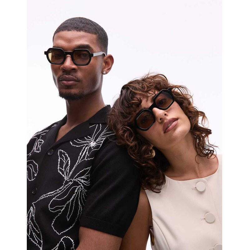 Jimmy Fairly The Darren square sunglasses in black with tinted