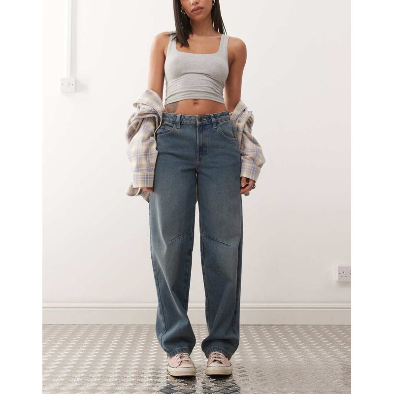 Noisy May Hazel barrel jeans in vintage mid blue 105084814