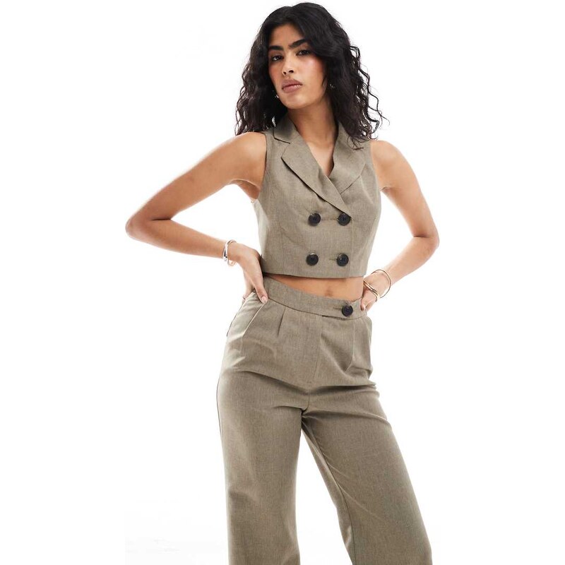 Miss Selfridge co-ord tailored waistcoat top in khaki-Green 105091140