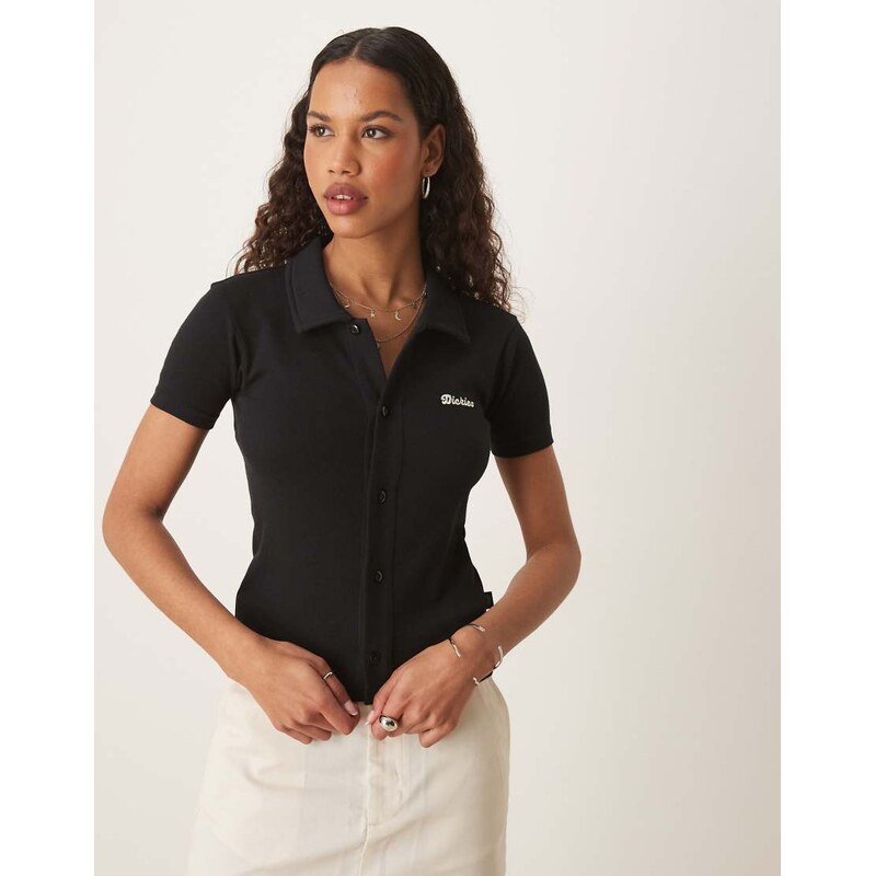 Dickies tallasse buttoned baby tee in black 105151813