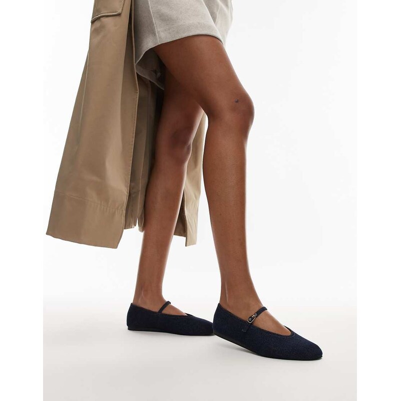 ARKET mary jane denim ballet flats in indigo blue