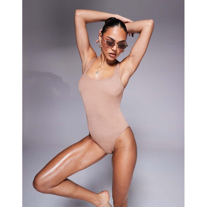 South Beach crinkle swimsuit in tigers eye-Neutral 105105504