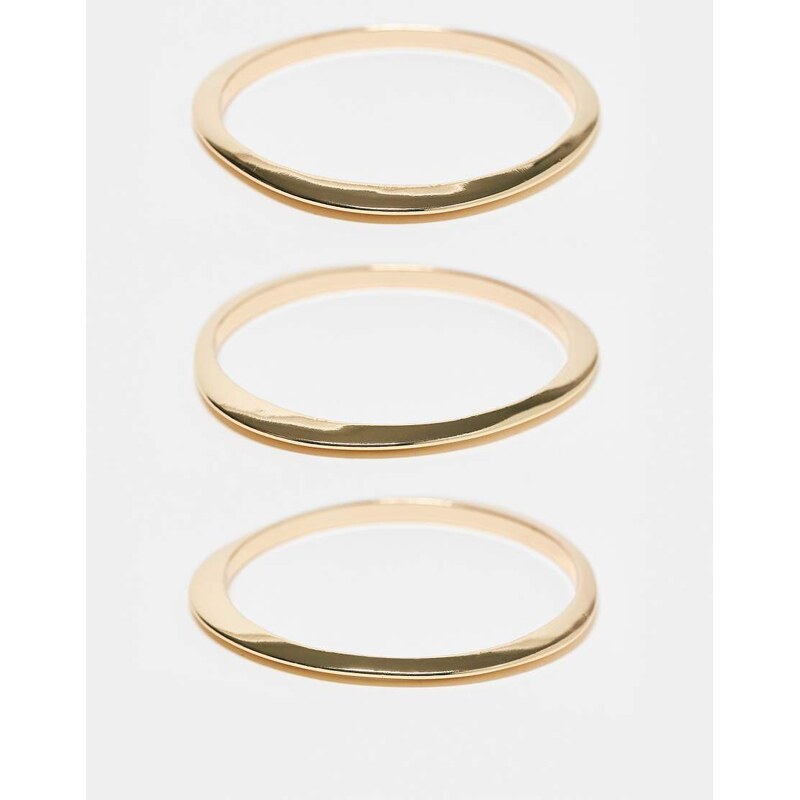 ASOS DESIGN pack of 3 bangles with clean detail in gold tone 105113252
