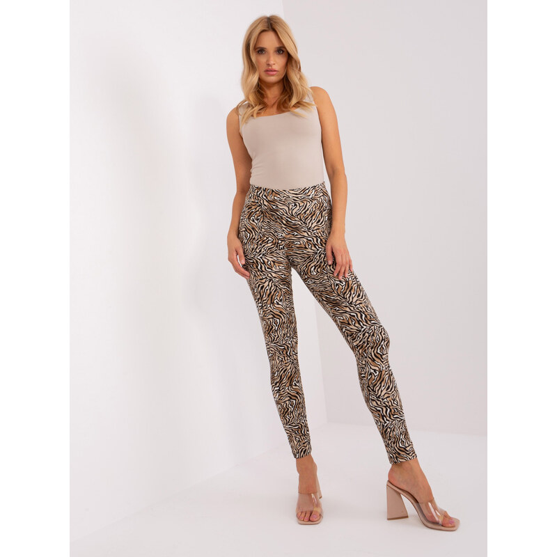 BASIC Černo-béžové legíny se zvířecím potiskem -black-beige 86262222