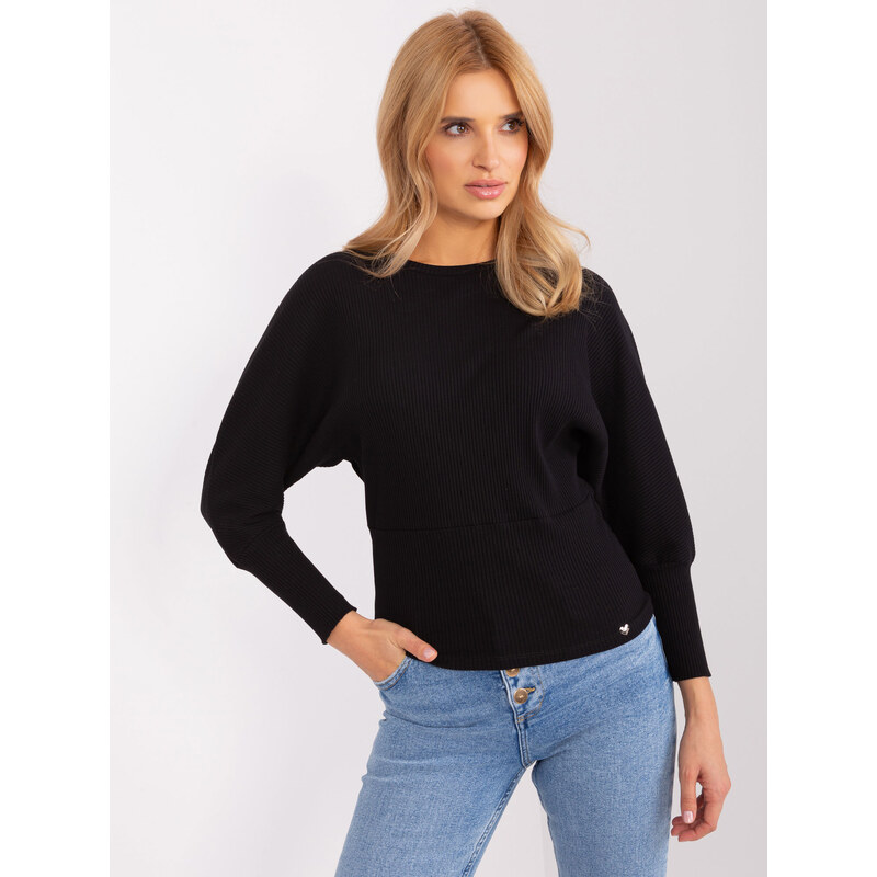 BASIC FEEL GOOD Černé tričko s netopýřími rukávy --black Černá 87455022