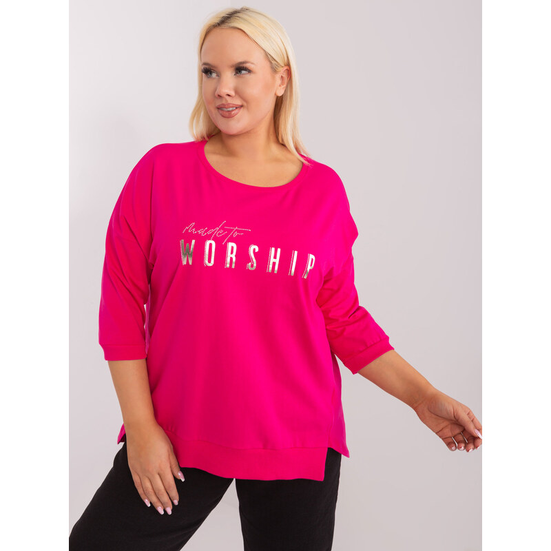 RELEVANCE Tmavě růžové tričko WORSHIP --fuchsia Tmavě růžová 89438430