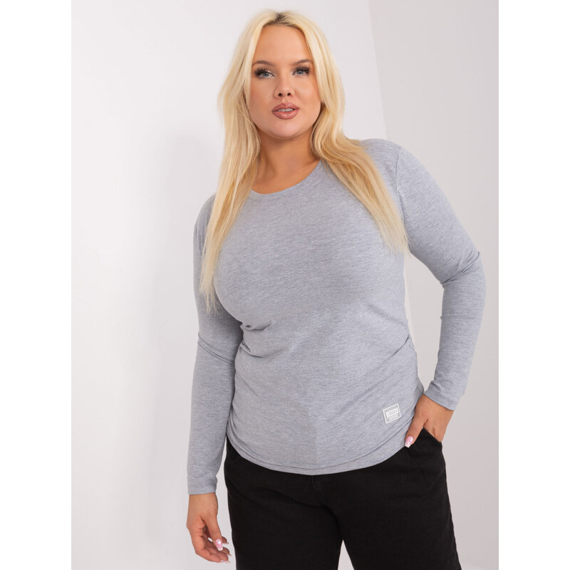 RELEVANCE Světle šedé basic tričko s dlouhým rukávem -grey Šedá 89460706