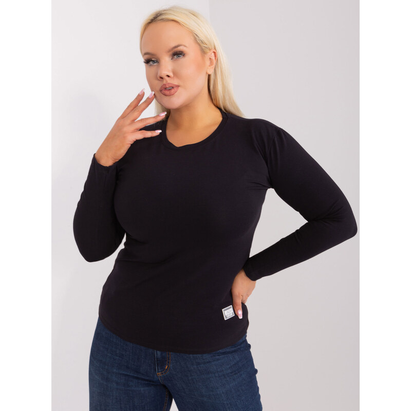 RELEVANCE Černé basic tričko s dlouhým rukávem --black Černá 89460709