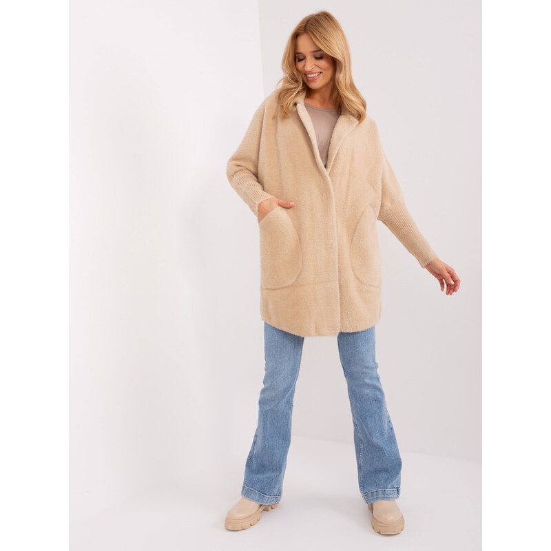 BASIC Světle béžový kabát s kapsami -light beige Béžová