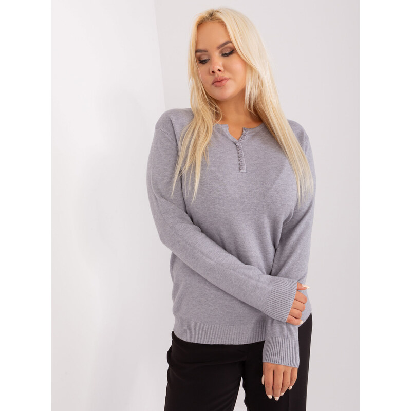 BASIC Šedý svetr s knoflíčky PM-SW-PM-3897.06P-grey
