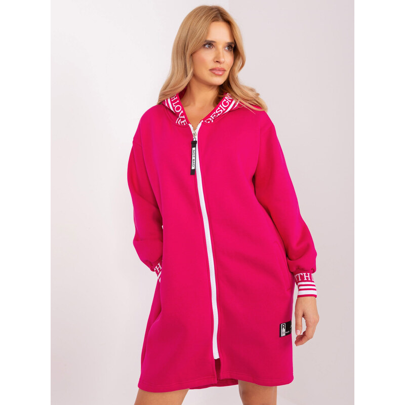 RELEVANCE Tmavě růžová dlouhá mikina na zip -RV-BL-9225.96P