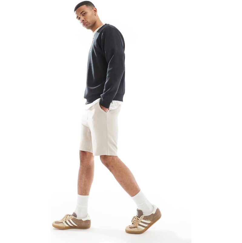 Jack & Jones loose fit sweat shorts in cream-White