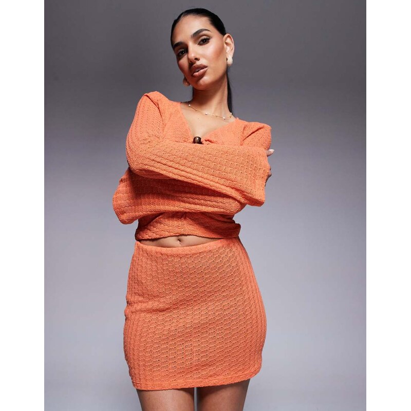 ASOS DESIGN co-ord knit mini skirt in orange 115511490