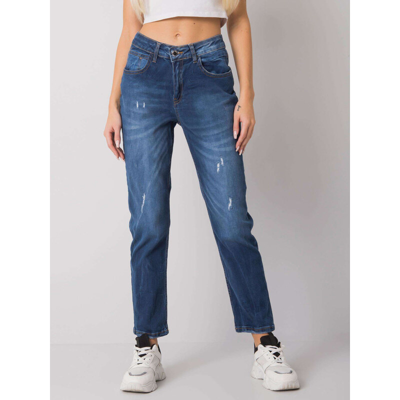 BASIC Modré dámské džíny -blue Denim vzor