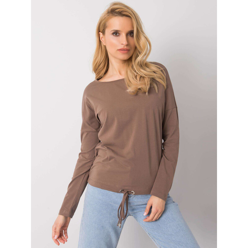BASIC Hnědé dámské tričko s dlouhými rukávy RV-BZ-5122.15P-brown