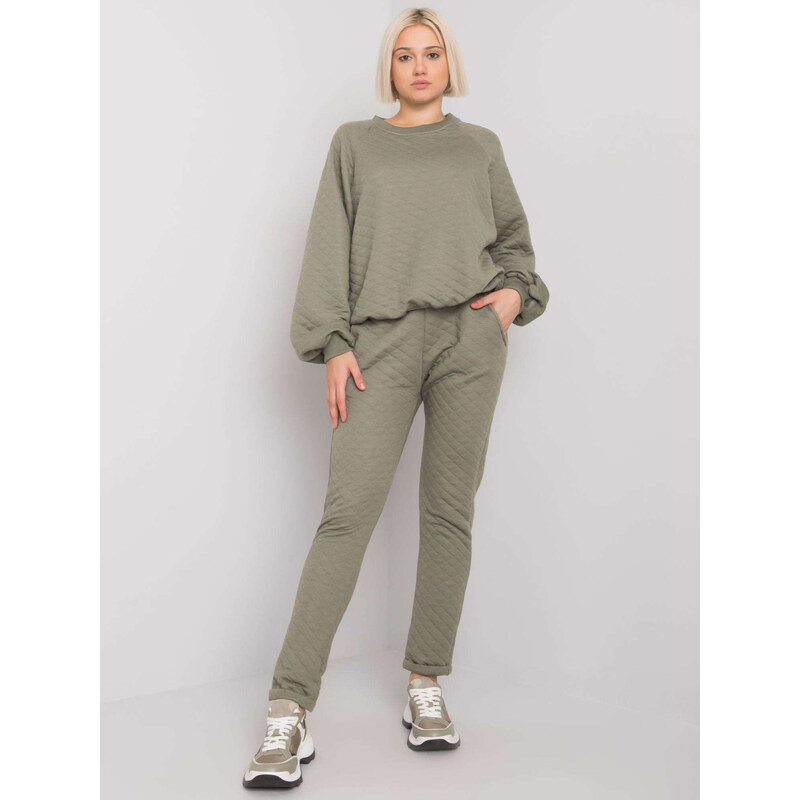 BASIC FEEL GOOD Khaki dámská prošívaná tepláková souprava -khaki 84024159
