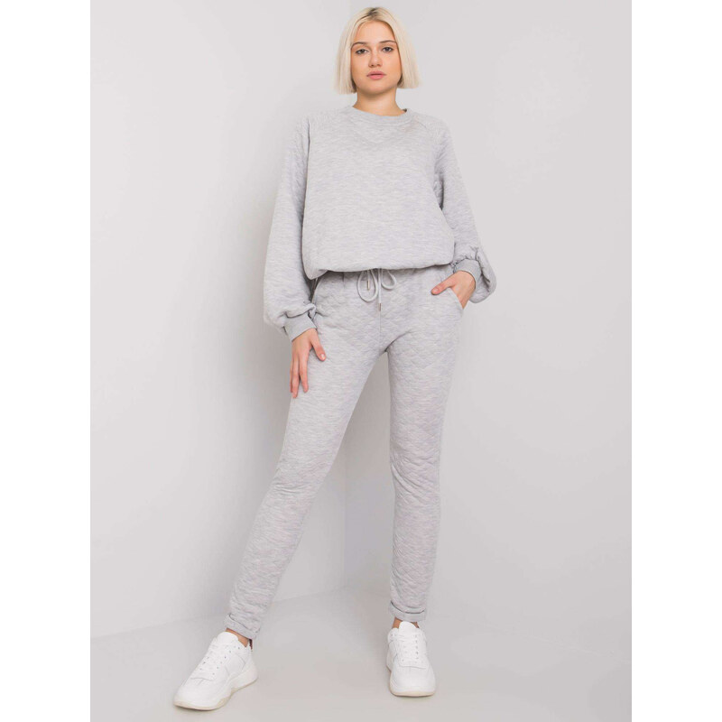 BASIC FEEL GOOD Světle šedá dámská prošívaná tepláková souprava -gray 84024156