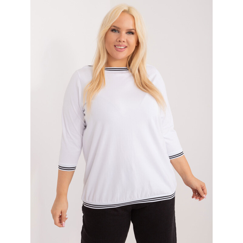 BASIC Bílé dámské tričko s dlouhými rukávy -white Bílá 85870790