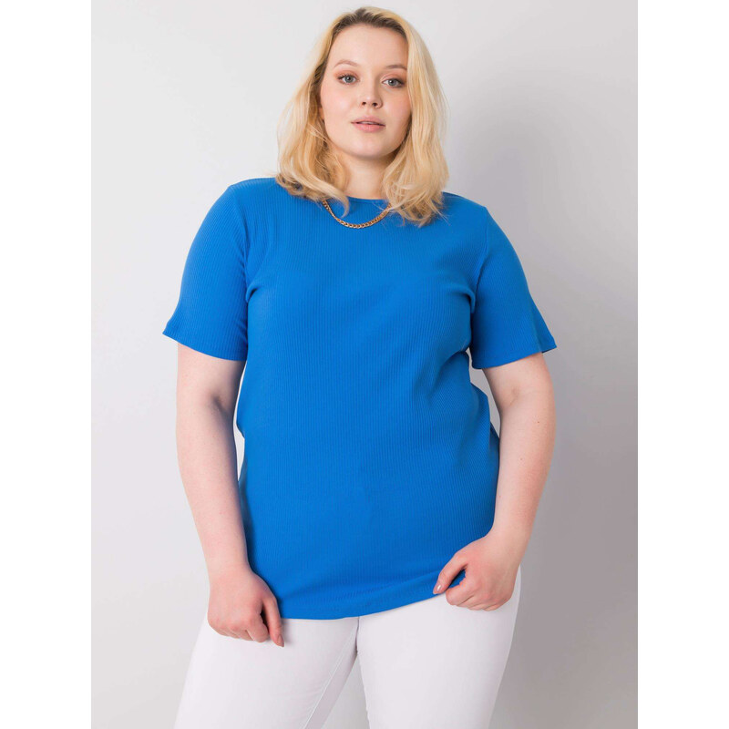 BASIC Modré dámské tričko s krátkým rukávem -blue Modrá 85870258