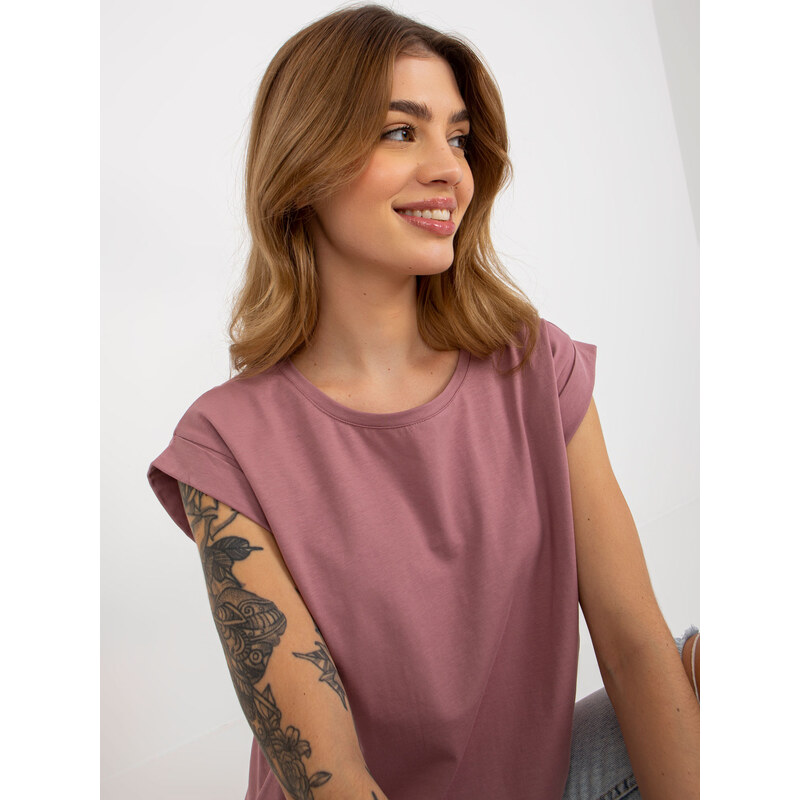 BASIC Feel Good T-shirt-RV-TS-4833.52-dark pink